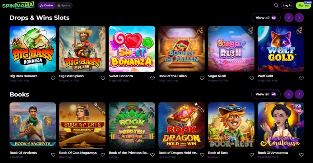 Games at Spinmama Online Casino