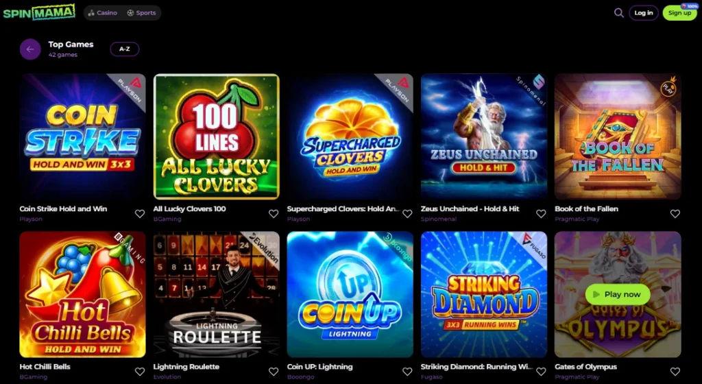 Top Spinmama Casino Games