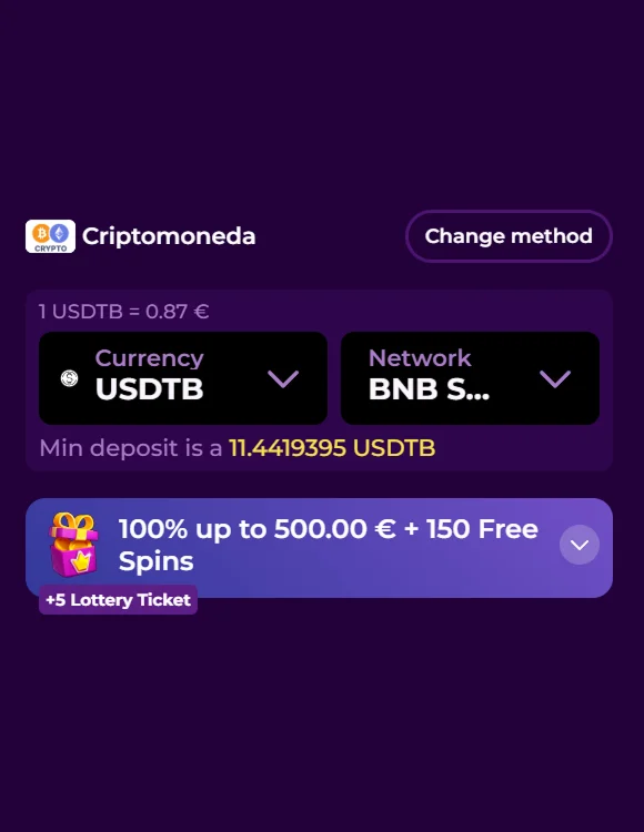 Example of Deposit via Crypto Methods